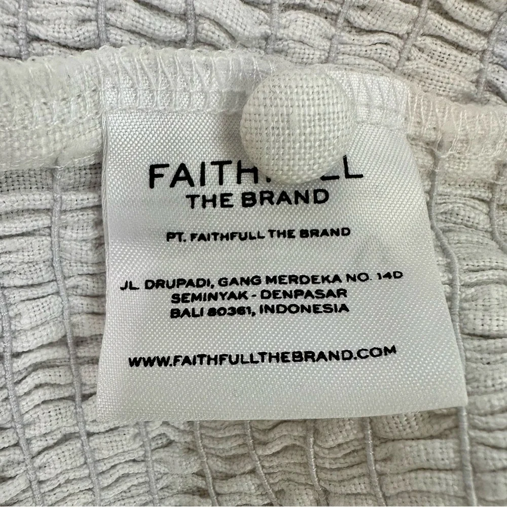 NWT Faithfull the Brand Bel Rose Puff Sleeve Linen Top White Size 10